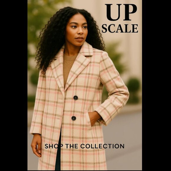 Lush Plaid Faux Fur Wool Coat, sz Medium. - Picture 2 of 15